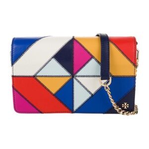 Tory Burch Leather Diamond Stitch Crossbody WOC Wallet On Chain EUC